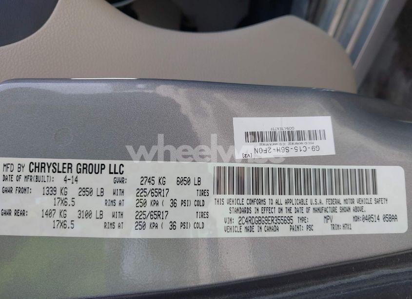 Photo 9 of 2014 Dodge Grand CARAVAN SE (VIN 2C4RDGBG9ER355695)