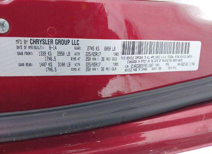 Photo 9 of 2015 Dodge Grand CARAVAN SE (VIN 2C4RDGBG9FR511607)