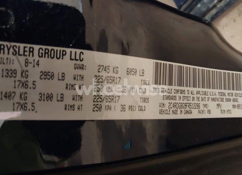 Photo 9 of 2015 Dodge Grand CARAVAN SE (VIN 2C4RDGBG9FR512286)