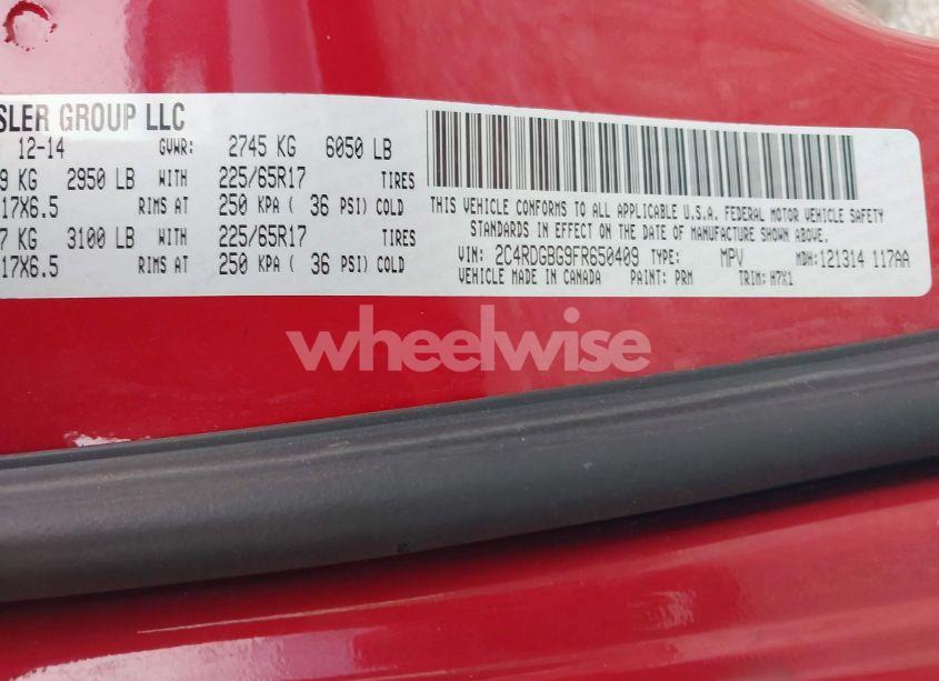 Photo 9 of 2015 Dodge Grand CARAVAN AMERICAN VALUE PKG (VIN 2C4RDGBG9FR650409)