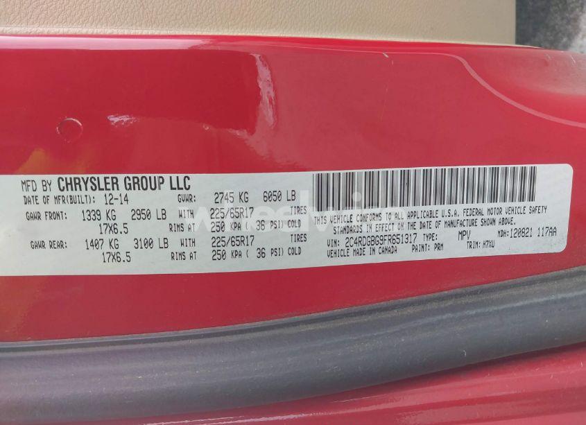 Photo 9 of 2015 Dodge Grand CARAVAN SE (VIN 2C4RDGBG9FR651317)