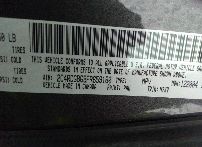 Photo 9 of 2015 Dodge Grand CARAVAN SE (VIN 2C4RDGBG9FR659160)