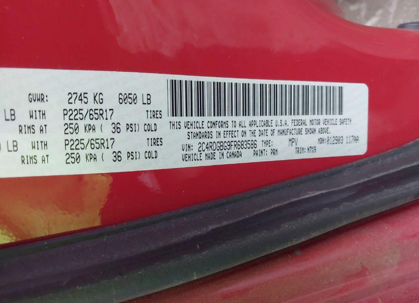 Photo 9 of 2015 Dodge Grand CARAVAN SE (VIN 2C4RDGBG9FR683586)