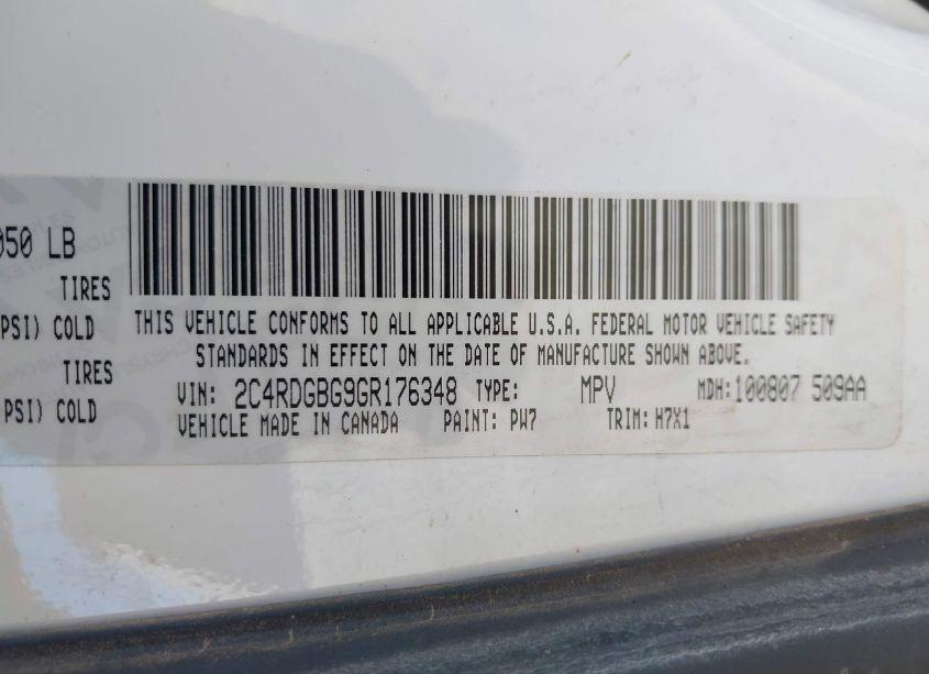 Photo 9 of 2016 Dodge Grand CARAVAN SE (VIN 2C4RDGBG9GR176348)