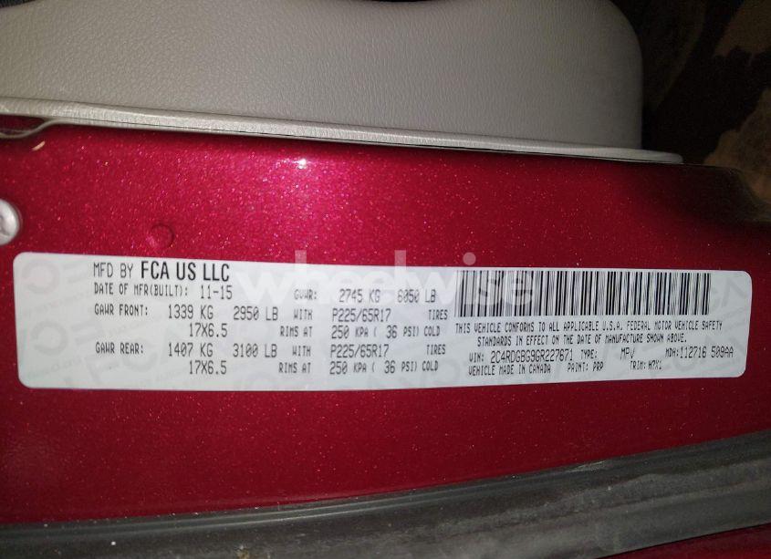 Photo 9 of 2016 Dodge Grand CARAVAN SE (VIN 2C4RDGBG9GR227671)