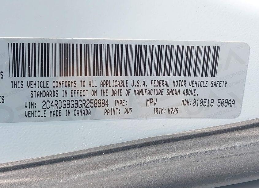 Photo 9 of 2016 Dodge Grand CARAVAN SE PLUS (VIN 2C4RDGBG9GR258984)