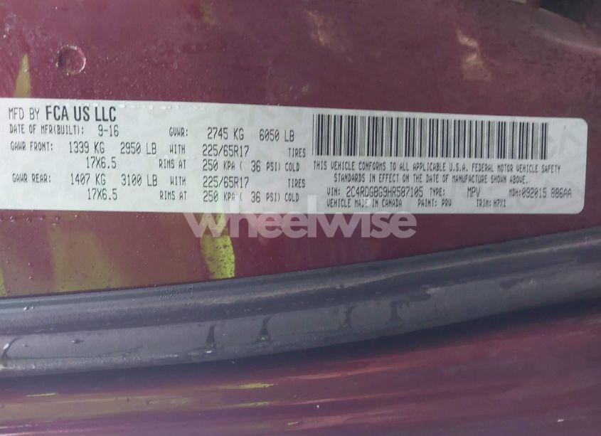 Photo 9 of 2017 Dodge Grand CARAVAN SE (VIN 2C4RDGBG9HR587105)