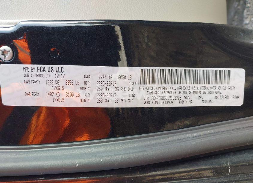 Photo 9 of 2018 Dodge Grand CARAVAN SE (VIN 2C4RDGBG9JR163705)