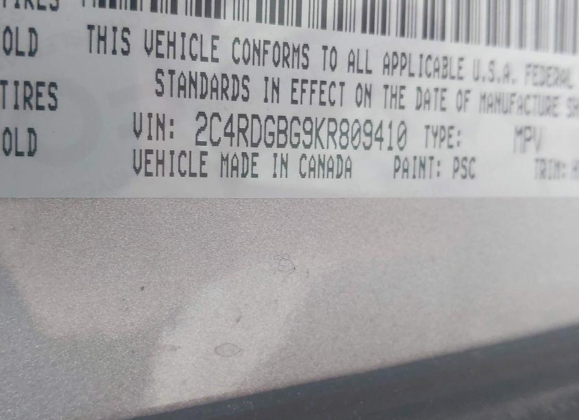 Photo 9 of 2019 Dodge Grand CARAVAN SE (VIN 2C4RDGBG9KR809410)