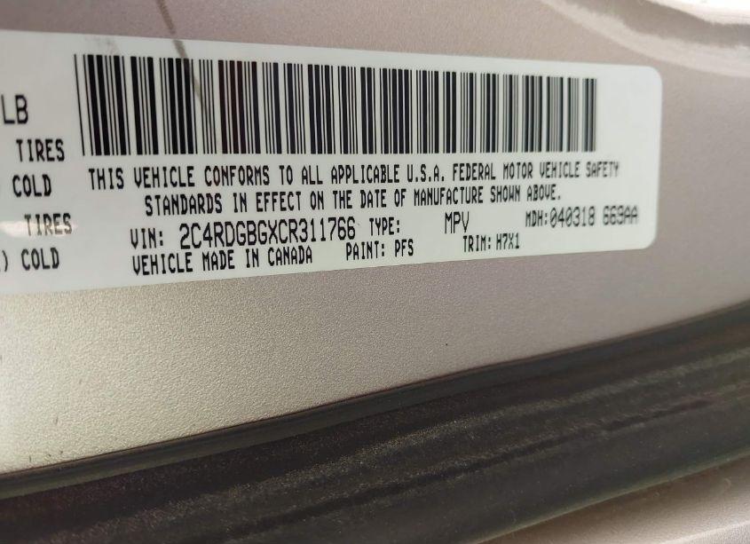 Photo 9 of 2012 Dodge Grand CARAVAN SE/AVP (VIN 2C4RDGBGXCR311766)