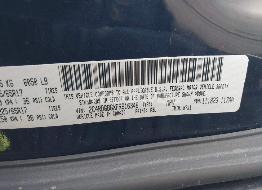 Photo 9 of 2015 Dodge Grand CARAVAN SE (VIN 2C4RDGBGXFR616348)