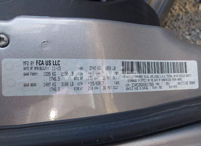 Photo 9 of 2016 Dodge Grand CARAVAN SE PLUS (VIN 2C4RDGBGXGR217926)