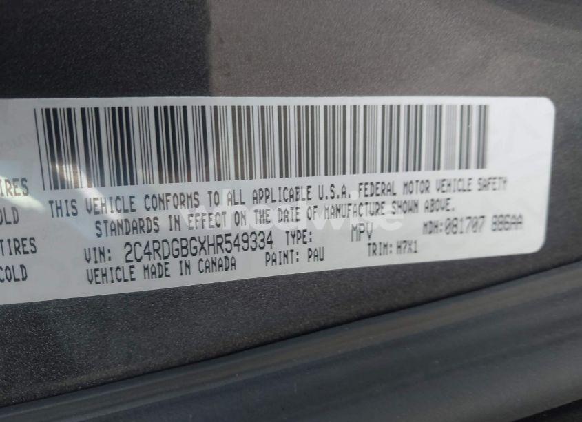 Photo 9 of 2017 Dodge Grand CARAVAN SE (VIN 2C4RDGBGXHR549334)