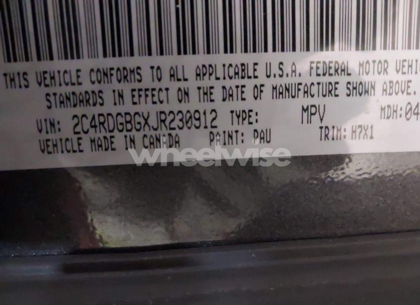 Photo 9 of 2018 Dodge Grand CARAVAN SE (VIN 2C4RDGBGXJR230912)