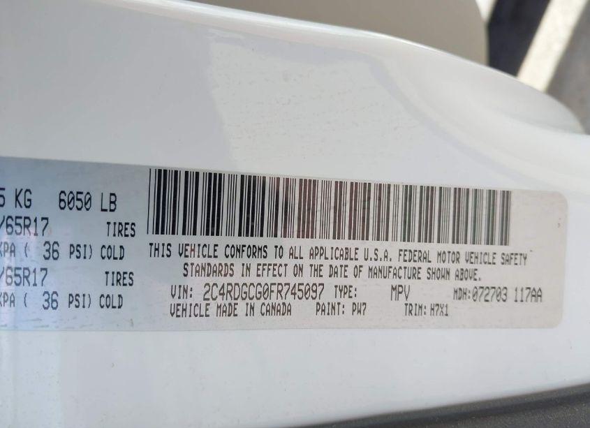 Photo 9 of 2015 Dodge Grand CARAVAN SXT (VIN 2C4RDGCG0FR745097)