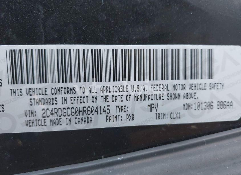 Photo 9 of 2017 Dodge Grand CARAVAN SXT (VIN 2C4RDGCG0HR604145)