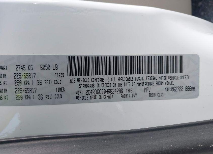 Photo 9 of 2017 Dodge Grand CARAVAN SXT (VIN 2C4RDGCG0HR824286)