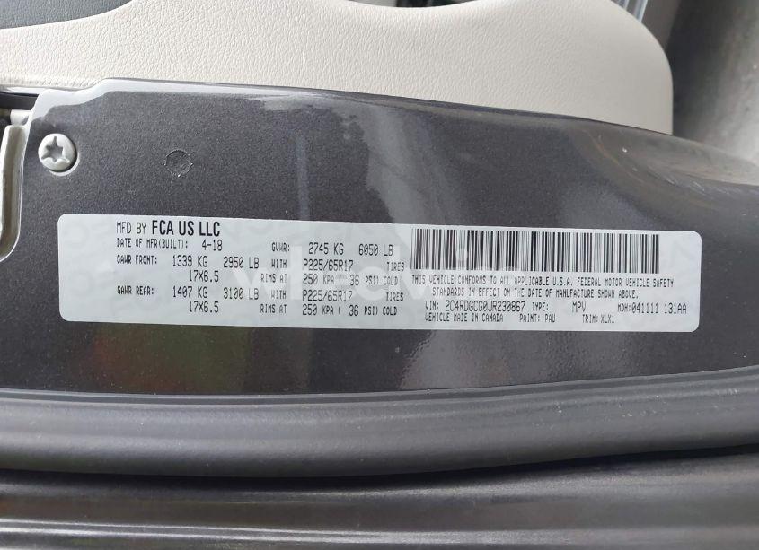 Photo 9 of 2018 Dodge Grand CARAVAN SXT (VIN 2C4RDGCG0JR230867)