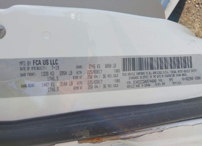 Photo 9 of 2019 Dodge Grand CARAVAN SXT (VIN 2C4RDGCG0KR744848)