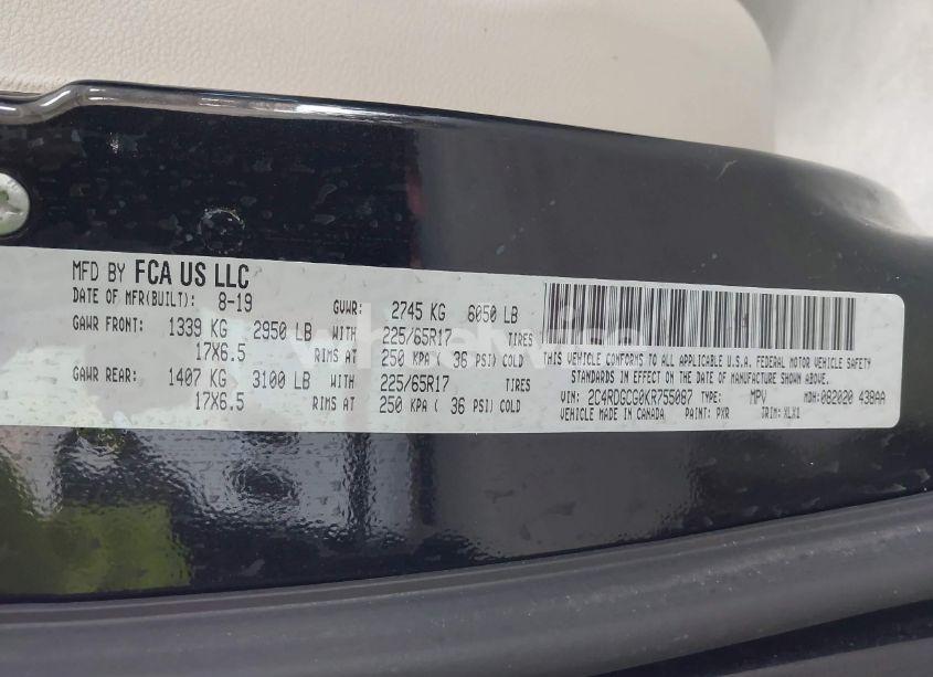 Photo 9 of 2019 Dodge Grand CARAVAN SXT (VIN 2C4RDGCG0KR755087)