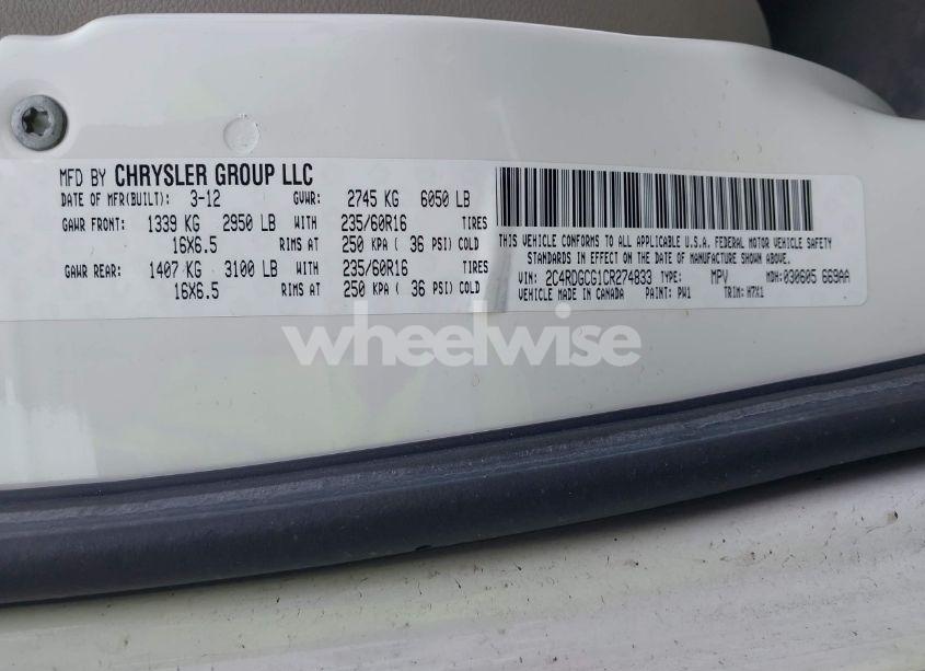 Photo 9 of 2012 Dodge Grand CARAVAN SXT (VIN 2C4RDGCG1CR274833)