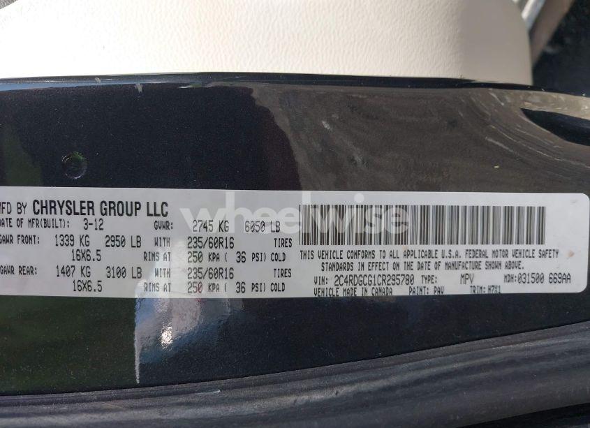 Photo 9 of 2012 Dodge Grand CARAVAN SXT (VIN 2C4RDGCG1CR295780)