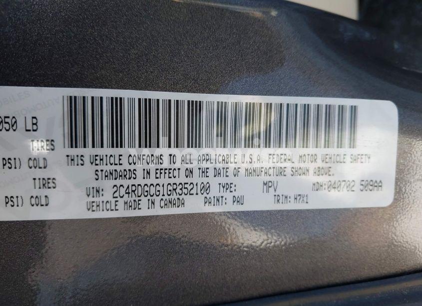 Photo 9 of 2016 Dodge Grand CARAVAN SXT (VIN 2C4RDGCG1GR352100)