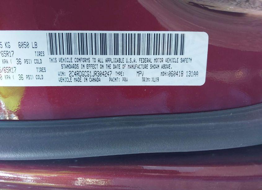 Photo 9 of 2018 Dodge Grand CARAVAN SXT (VIN 2C4RDGCG1JR304247)