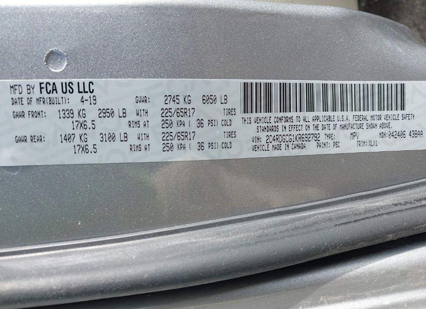 Photo 9 of 2019 Dodge Grand CARAVAN SXT (VIN 2C4RDGCG1KR692792)