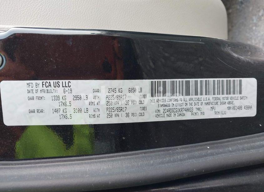 Photo 9 of 2019 Dodge Grand CARAVAN SXT (VIN 2C4RDGCG1KR740033)