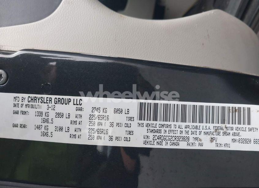 Photo 9 of 2012 Dodge Grand CARAVAN SXT (VIN 2C4RDGCG2CR323828)