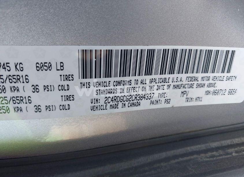 Photo 9 of 2012 Dodge Grand CARAVAN SXT (VIN 2C4RDGCG2CR384337)