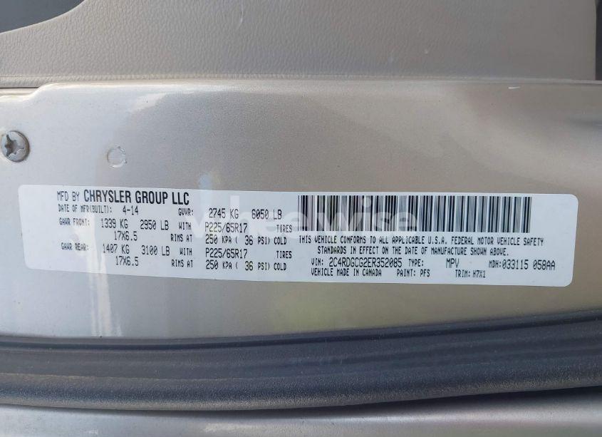 Photo 9 of 2014 Dodge Grand CARAVAN SXT (VIN 2C4RDGCG2ER352085)