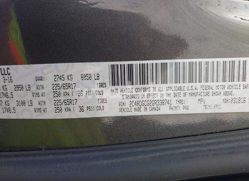 Photo 9 of 2016 Dodge Grand CARAVAN SXT (VIN 2C4RDGCG2GR338741)