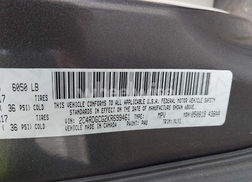 Photo 9 of 2019 Dodge Grand CARAVAN SXT (VIN 2C4RDGCG2KR699461)