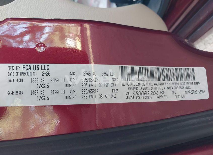 Photo 9 of 2020 Dodge Grand CARAVAN SXT (VIN 2C4RDGCG2LR179343)