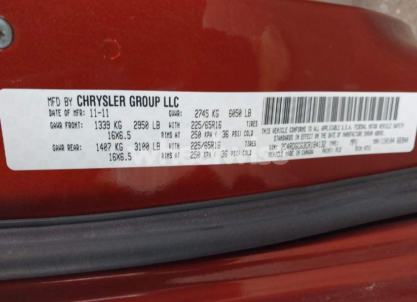 Photo 9 of 2012 Dodge Grand CARAVAN SXT (VIN 2C4RDGCG3CR184132)