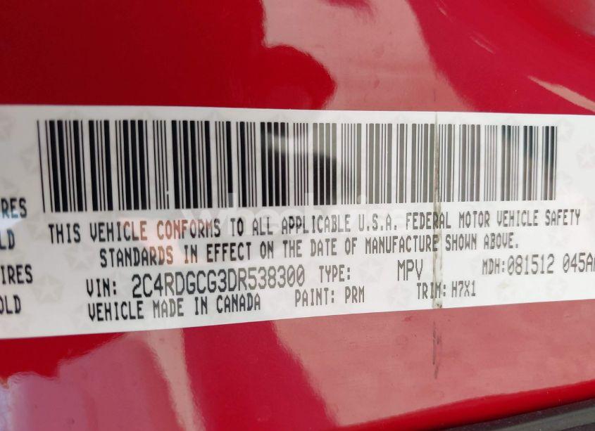 Photo 9 of 2013 Dodge Grand CARAVAN SXT (VIN 2C4RDGCG3DR538300)