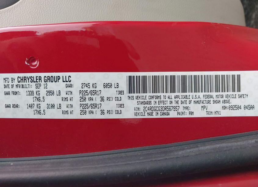 Photo 9 of 2013 Dodge Grand CARAVAN SXT (VIN 2C4RDGCG3DR567957)