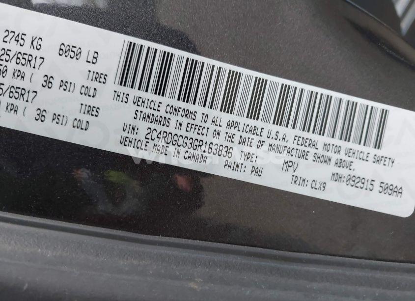 Photo 9 of 2016 Dodge Grand CARAVAN SXT (VIN 2C4RDGCG3GR163836)