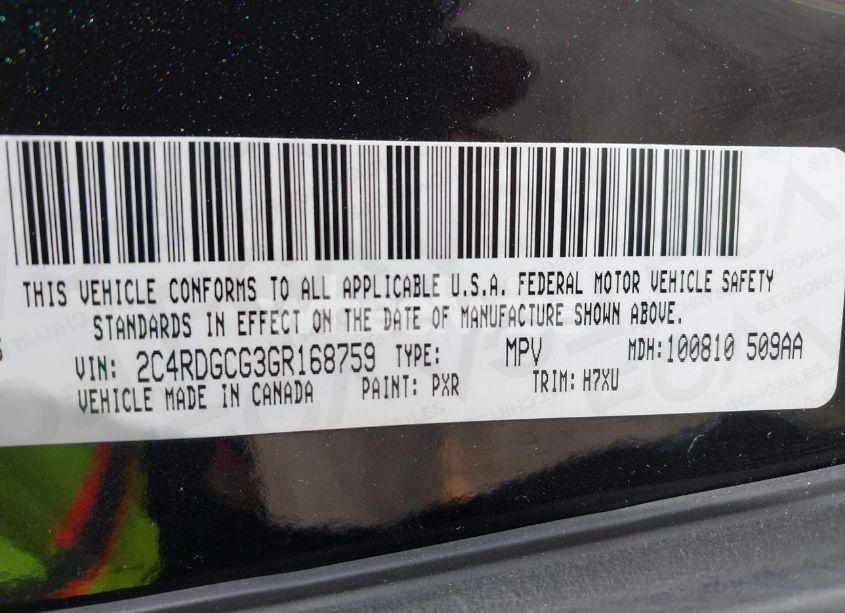 Photo 9 of 2016 Dodge Grand CARAVAN SXT (VIN 2C4RDGCG3GR168759)