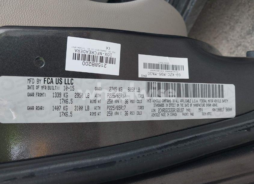 Photo 9 of 2016 Dodge Grand CARAVAN SXT (VIN 2C4RDGCG3GR169197)