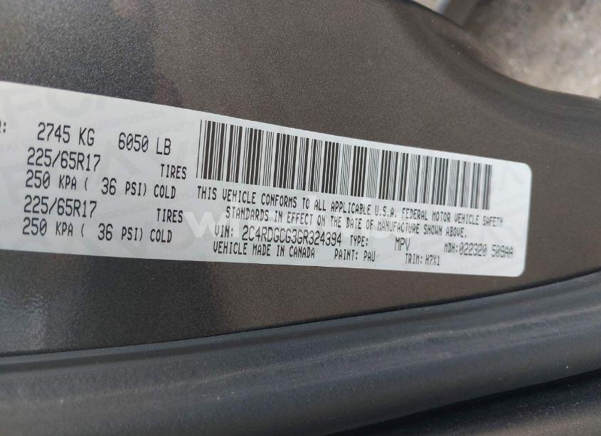 Photo 9 of 2016 Dodge Grand CARAVAN SXT (VIN 2C4RDGCG3GR324394)