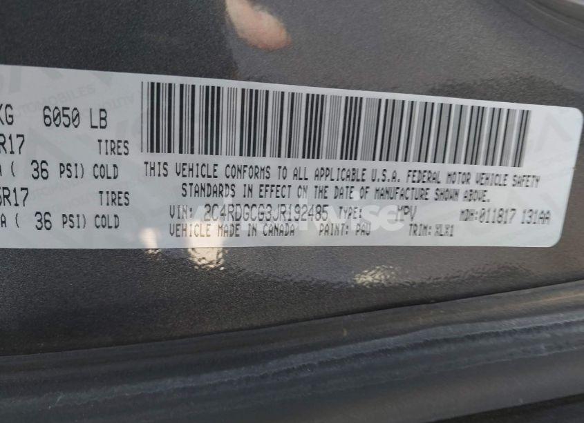 Photo 9 of 2018 Dodge Grand CARAVAN SXT (VIN 2C4RDGCG3JR192485)