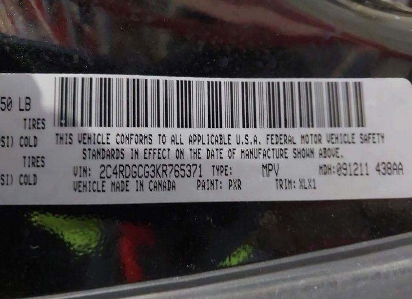 Photo 9 of 2019 Dodge Grand CARAVAN SXT (VIN 2C4RDGCG3KR765371)