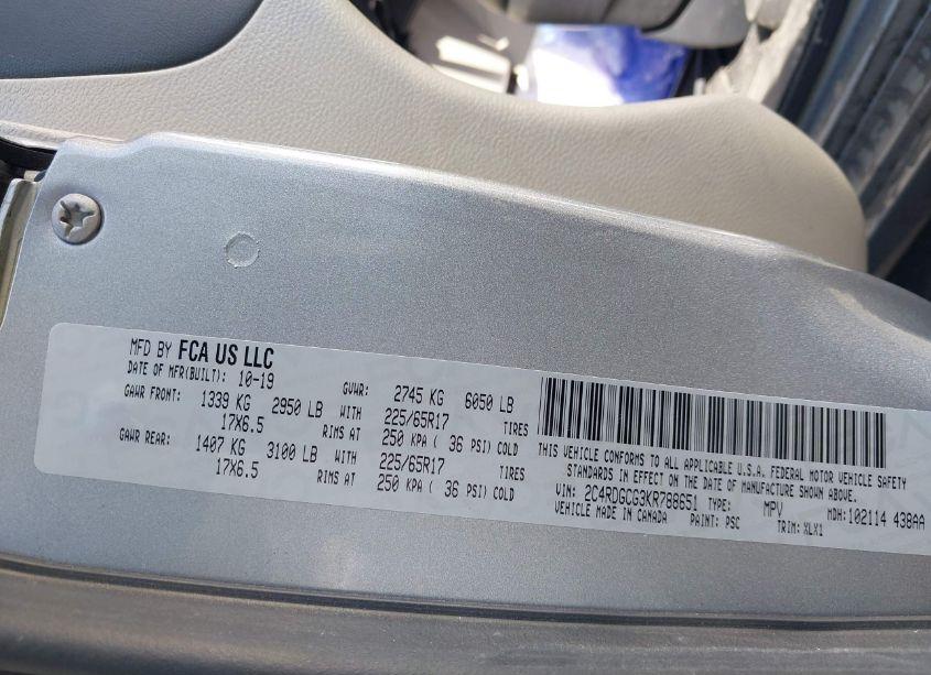 Photo 9 of 2019 Dodge Grand CARAVAN SXT (VIN 2C4RDGCG3KR788651)