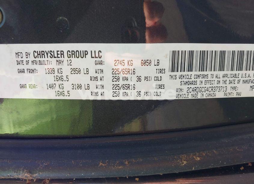 Photo 9 of 2012 Dodge Grand CARAVAN SXT (VIN 2C4RDGCG4CR373713)