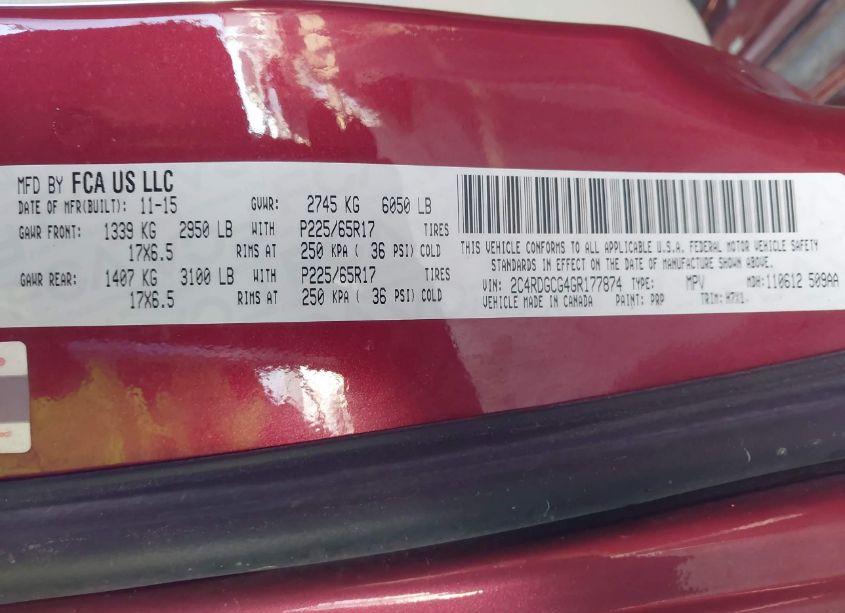 Photo 9 of 2016 Dodge Grand CARAVAN SXT (VIN 2C4RDGCG4GR177874)