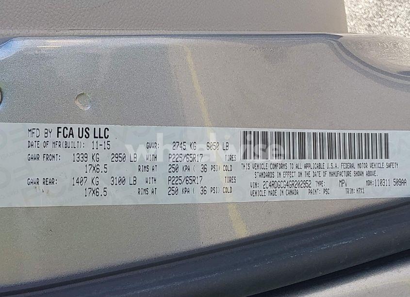 Photo 9 of 2016 Dodge Grand CARAVAN SXT (VIN 2C4RDGCG4GR202952)