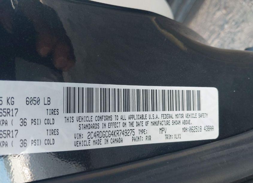 Photo 9 of 2019 Dodge Grand CARAVAN SXT (VIN 2C4RDGCG4KR749275)